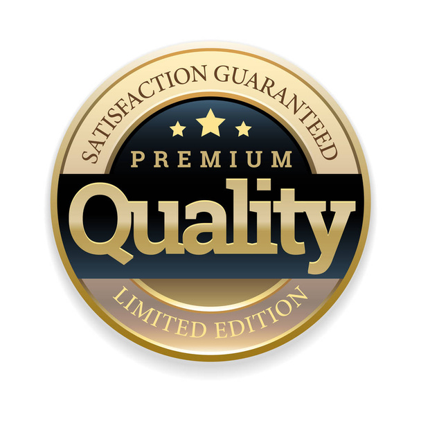 Golden badge. Quality marker design. Vector illustration - Vector, imagen