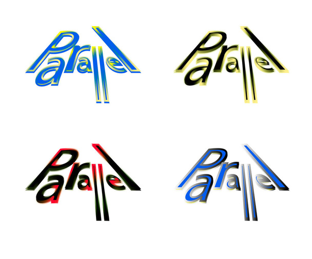 Parallel text logo presented in various colors. - Vector, Image
