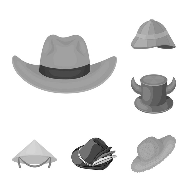 Vector illustration of hat and cap logo. Set of hat and model vector icon for stock. - Vector, imagen