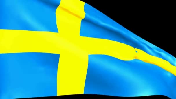 Σουηδικό σημαία κυματίζει - 3d rendering βίντεο - Πλάνα, βίντεο
