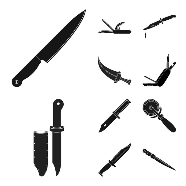 Vector design of knife and cut symbol. Set of knife and flat stock symbol for web. - Vecteur, image