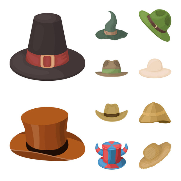 Isolated object of hat and cap sign. Collection of hat and model stock vector illustration. - Вектор,изображение