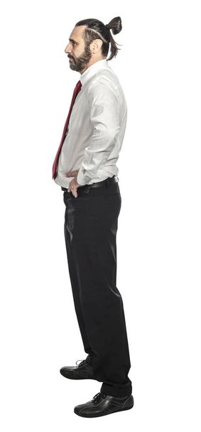 side view of caucasian businessman isolated on white - Fotografie, Obrázek