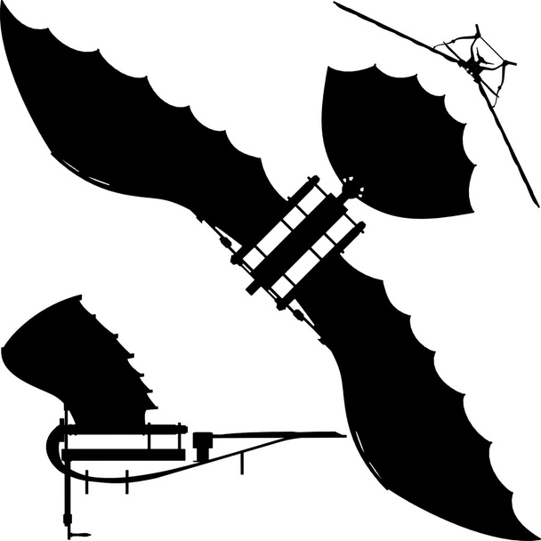 Flying Machine Leonardo Hang Glider Vector - Vector, Image