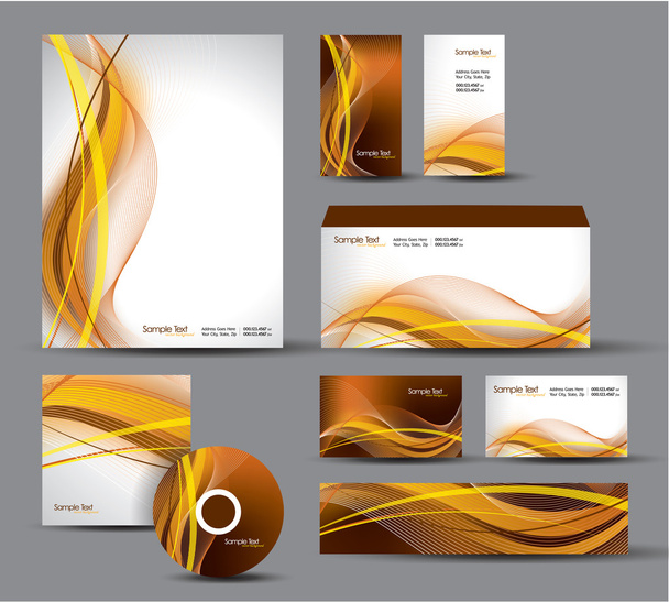 Modern Identity Package. Vector Design. Letterhead, business cards, cd, dvd, envelope, banner, header. - ベクター画像