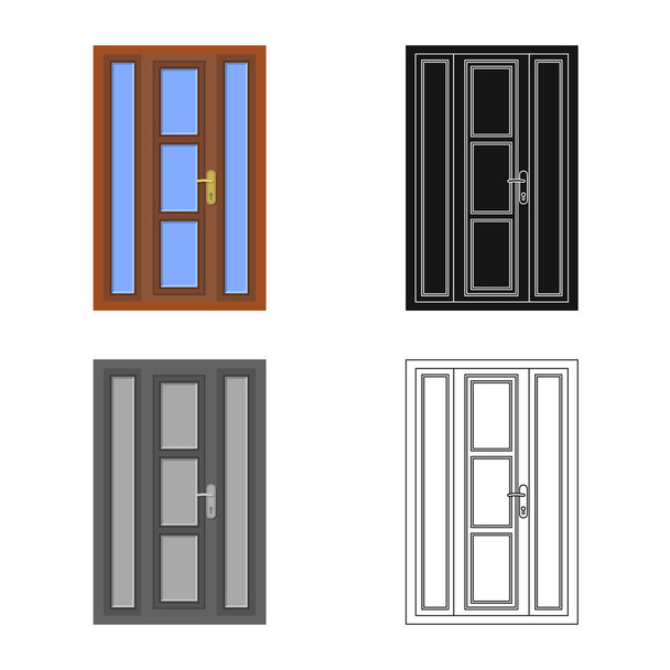 Vector illustration of door and front sign. Collection of door and wooden stock symbol for web. - Vector, Image
