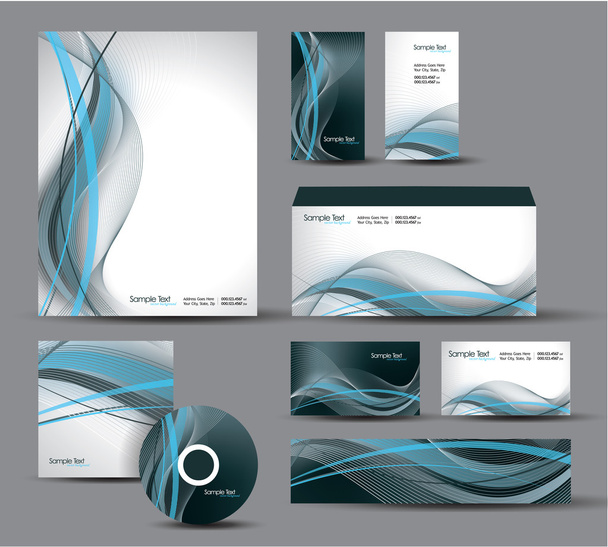 Modern Identity Package. Vector Design. Letterhead, business cards, cd, dvd, envelope, banner, header. - Vektor, obrázek