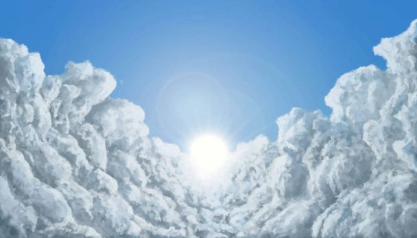 Między chmurami na słońce wektor - Wektor, obraz