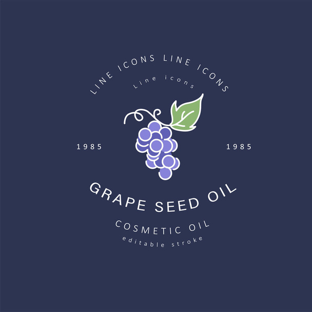 Vector icon and logo for natural cosmetics oil care dry skin - Vektör, Görsel