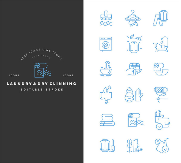 Vector icon and logo for laundry and dry clinning. Editable outline stroke - Vector, Image
