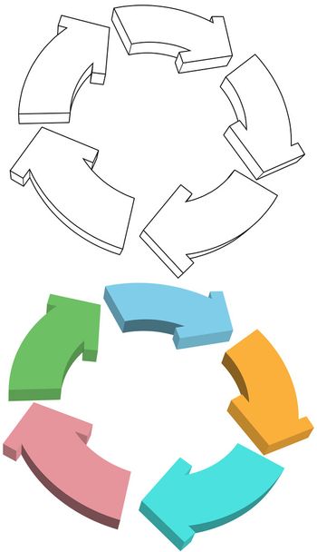 Curvy Arrows cycle recycle colors drawing - Vector, Image