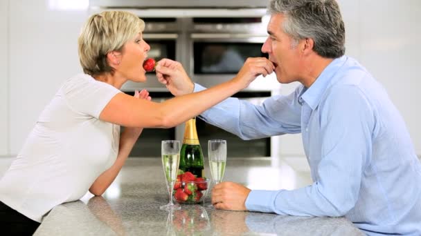 Mature Couple Celebrating with Champagne - Video, Çekim