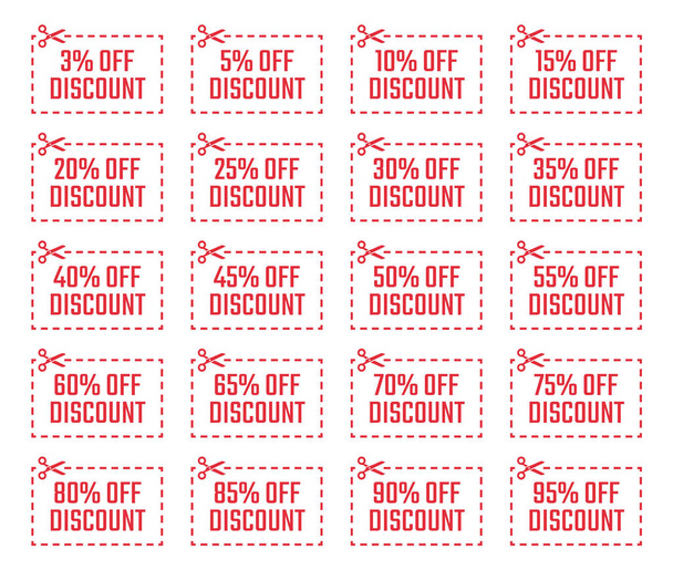 sale coupons, discount tags and labels set - Вектор,изображение