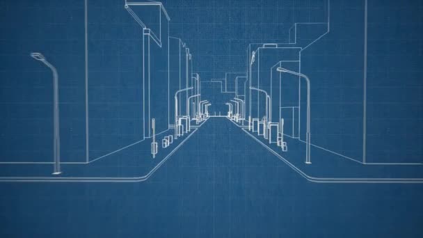 Zeichnung eines kleinstädtischen Konzepts eines Gebäudes - Filmmaterial, Video