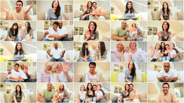 Montage of Multi Ethnic Using Online Video Chat - Footage, Video