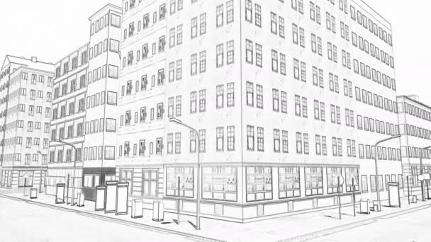 Küçük bir kasabada bir bina kavramı çizim - Video, Çekim