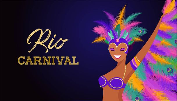 ブラジルのカーニバル、音楽祭、仮チラシ テンプレート - ベクター画像