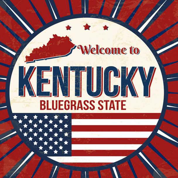 Üdvözöljük Kentucky vintage grunge plakát, vector illusztrátor - Vektor, kép