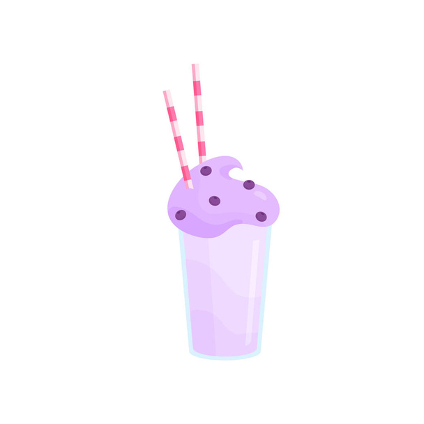 Beautiful milkshake in transparent glasses made from different ingredients. - Vector, Image