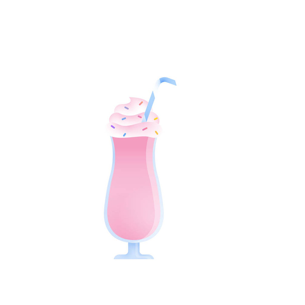 Beautiful milkshake in transparent glasses made from different ingredients. - ベクター画像