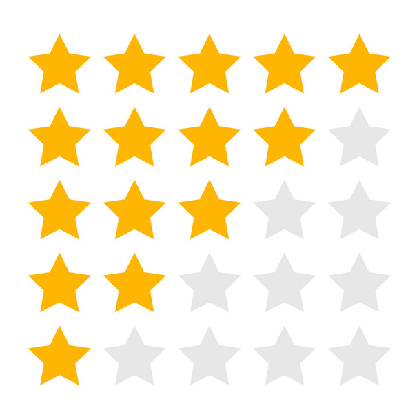 Isolated Five Four Three Two and One Star Rating Icons - Vector, afbeelding