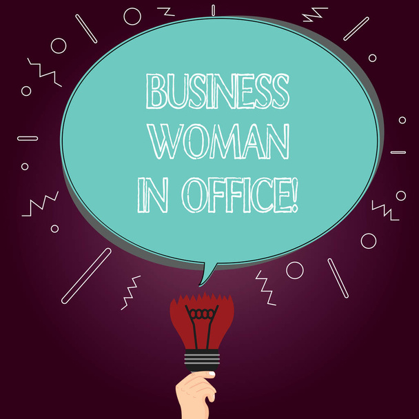 Word writing text Business Woanalysis In Office. Business concept for Female power Feminine empowerment Leader women Blank Oval Color Speech Bubble Above a Broken Bulb with Failed Idea icon. - Photo, Image