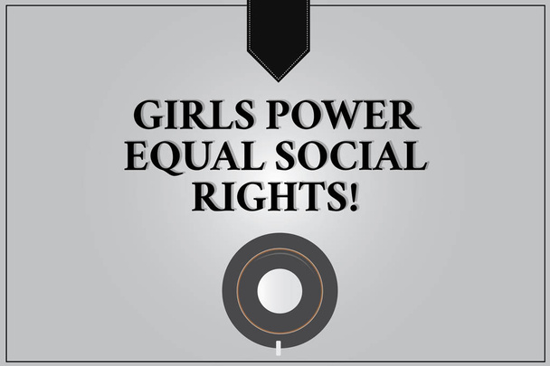Writing note showing Girls Power Equal Social Rights. Business photo showcasing Feminism men and women gender equality Coffee Cup Top View Reflection on Blank Color Snap Planner. - Photo, Image