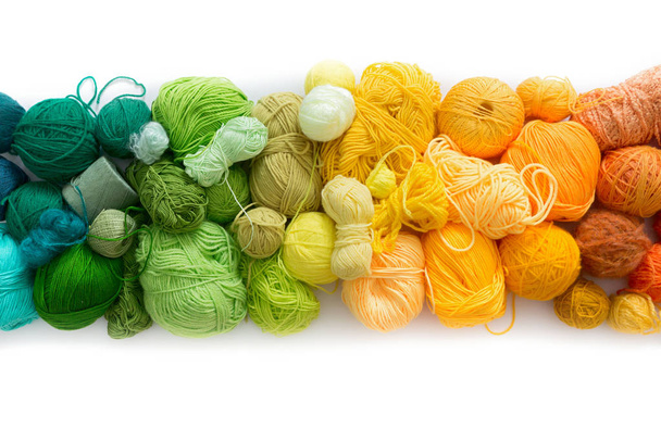 Colored balls of yarn. Knitting needles. Crocheting yarn - Foto, Imagem