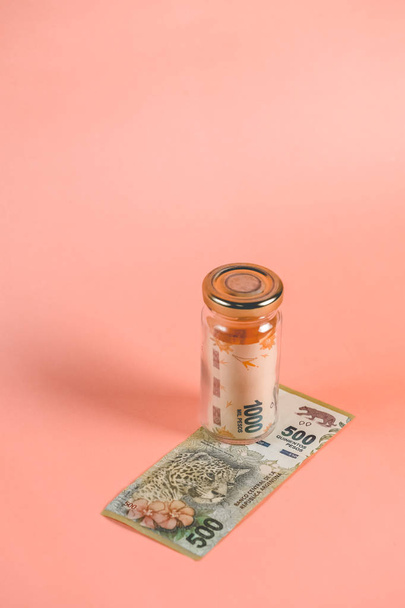 money in jar, saving concept - Foto, afbeelding