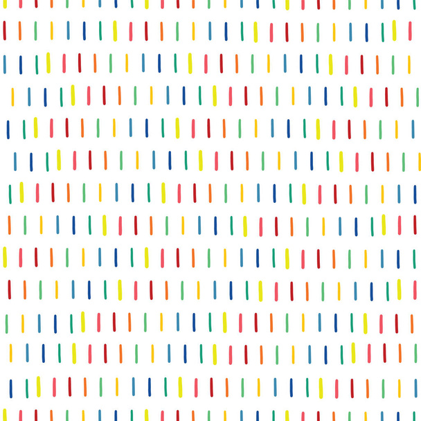 Handmade seamless texture - dashed line in rainbow colors. Perfect as background for greeting cards, business cards, covers, and more. Seamless surface pattern vector design with strokes. - Vector, Image
