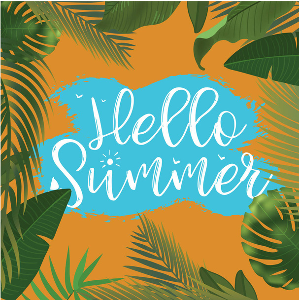 Hello Summer time wallpaper, fun, party, background, picture, art, design, travel, poster, event. Vector illustration - Vector, Image