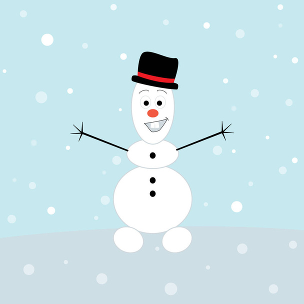 Schattige sneeuwpop pictogram, wenskaart ontwerpelement. - Vector, afbeelding