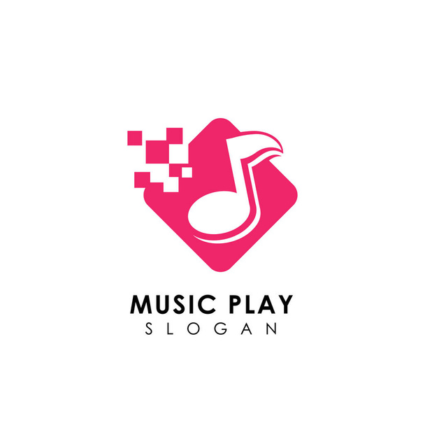 piksel müzik logo tasarım şablonu. müzik simgesi simge tasarım - Vektör, Görsel
