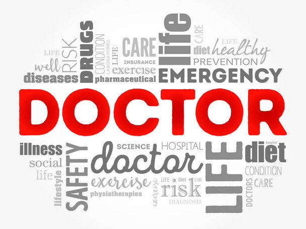 Doctor word cloud collage, healthcare concept background - Vector, Image