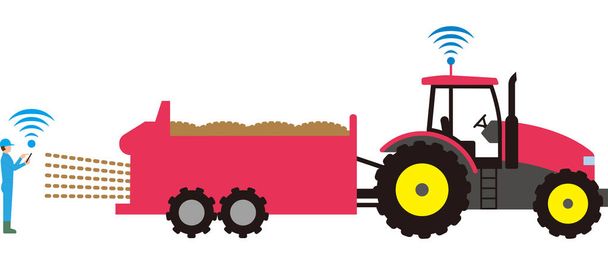 Розумне сільське господарство. Автоматизований сільськогосподарський трактор
 - Вектор, зображення