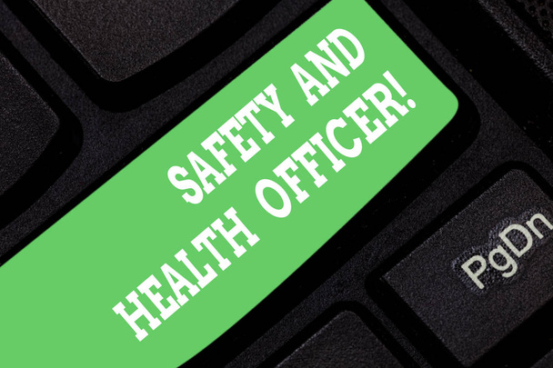 Word writing text Safety And Health Officer. Business concept for Security industrial worker safe engineering Keyboard key Intention to create computer message pressing keypad idea. - Photo, Image