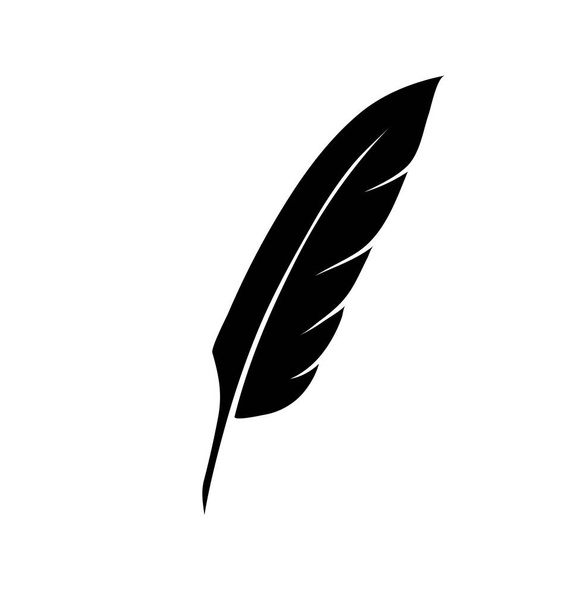 pluma pluma vintage escritor símbolo, icono de la literatura, signo de diario, ilustración en negro
, - Vector, imagen