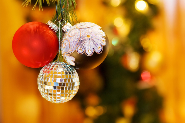 Christmas night with festive baubles - Photo, Image