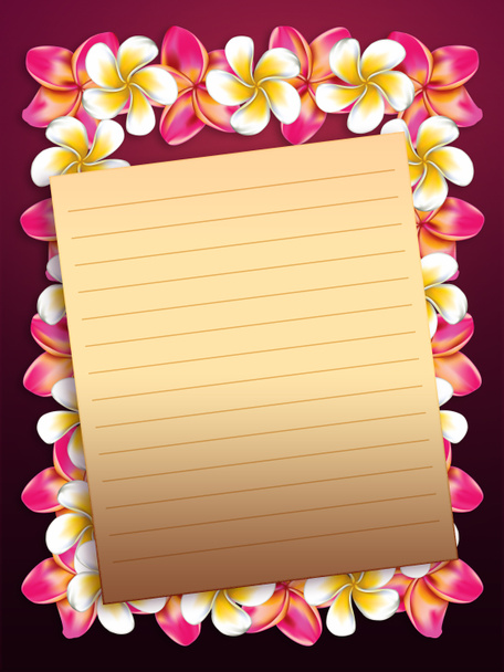 Plumeria flores marco con papel
 - Foto, imagen