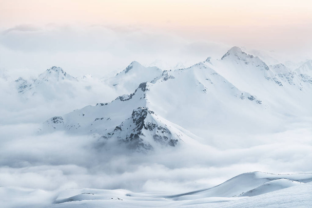 Snow covered mountain peaks of the Caucasus - Φωτογραφία, εικόνα