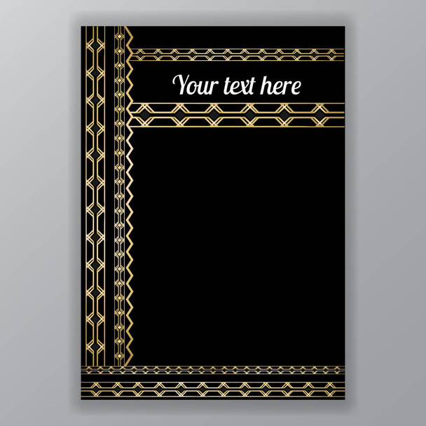 Creative modern golden-black, A4 page, menu, card, invitation, geometric template in a Art Deco and Art Nuvo style, beautiful background. - Διάνυσμα, εικόνα