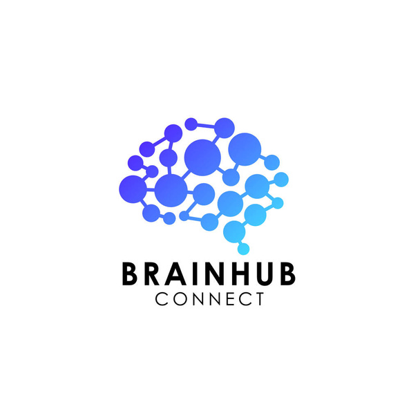 Dijital beyin. beyin hub logo tasarımı. beyin bağlantısı logosu - Vektör, Görsel