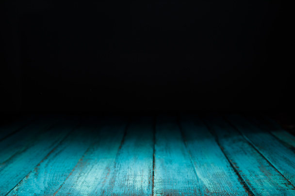 turquoise striped wooden background on black - Photo, Image