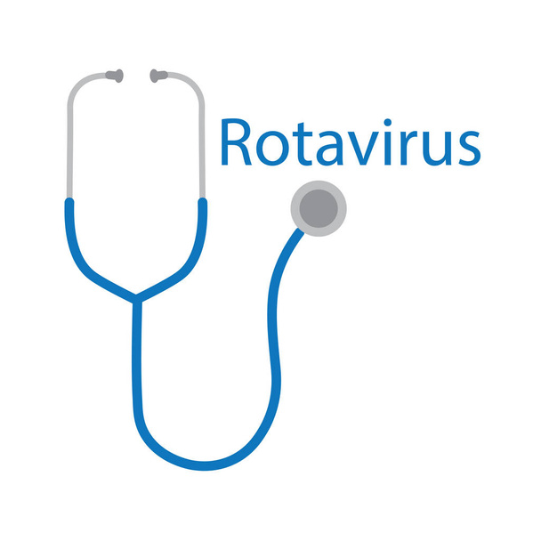 rotavírus szó és sztetoszkóp ikon-vektoros illusztráció - Vektor, kép