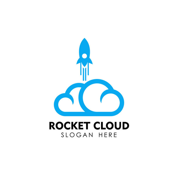 шаблон логотипа ракеты облако. шаблон логотипа облачных технологий
 - Вектор,изображение