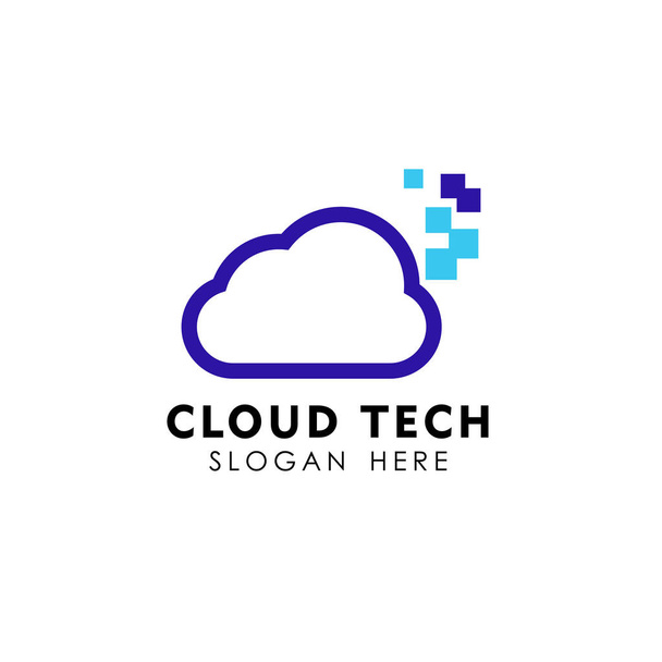 Шаблон дизайну логотипу хмари пікселів. значок логотипу хмарного сервера даних Векторна піктограма
 - Вектор, зображення