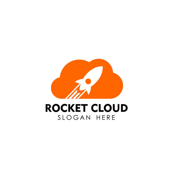 πρότυπο σχεδίασης λογότυπο σύννεφο πυραύλων. πρότυπο σχεδίασης λογότυπο τεχνολογίας cloud - Διάνυσμα, εικόνα