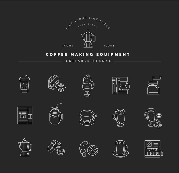 Vector icon and logo for coffee making equipment - Vector, Image