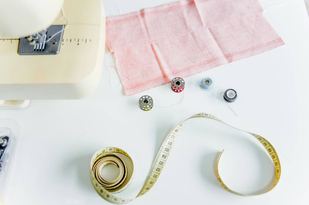 Creative sewing supplies and accessories on a table - Foto, Imagem