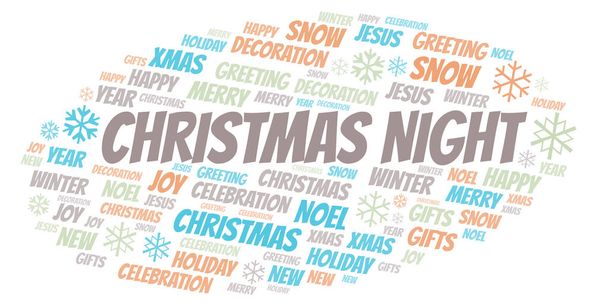 Christmas Night word cloud. Wordcloud made with text only. - Photo, Image
